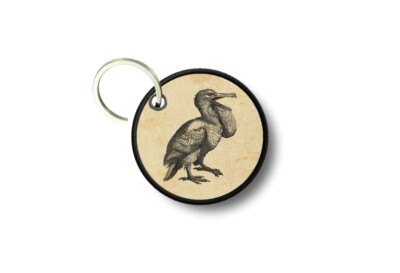 Keychain round printed double-sided vintage pelican