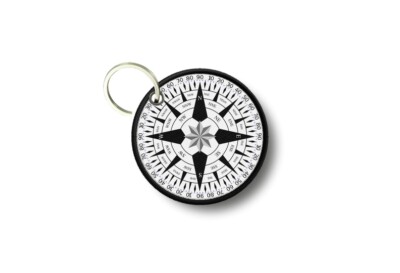 Keychain Round Printed Double-Sided Rose Compass Ref2