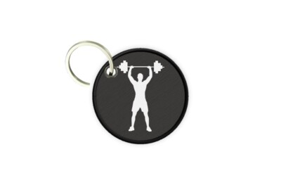 Keychain Round Printed Double-Sided Weightlifting