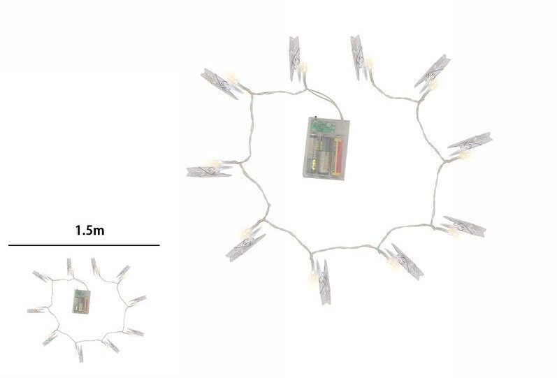 Catena Porta Foto A Batterie Mollette Fotografie 1,5 Metri 10 Led Luce Calda dfh