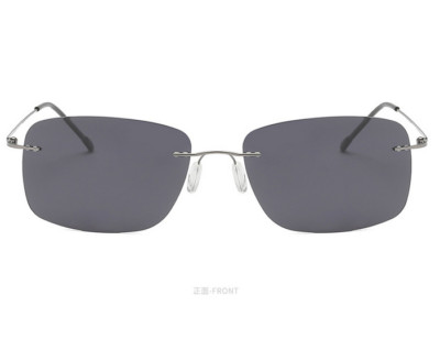 Ultra Light Memory Rimless Titanium Alloy Polarized Square Sunglasses For Men 