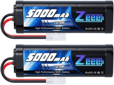 7.2V 5000mAh NiMH Battery 2-Pack Tamiya Plug 6-Cell RC Car for VXL Emaxx Crawler