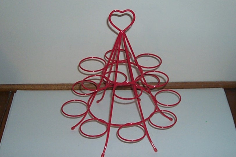 CUPCAKE DESSERT HOLDER STAND - RED W/HEART AT TOP -, WEDDING ++ANNIVERSARY