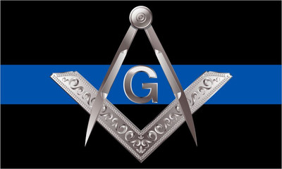 Thin Blue Line Decal Masonic Square & Compass Decal - Various Sizes