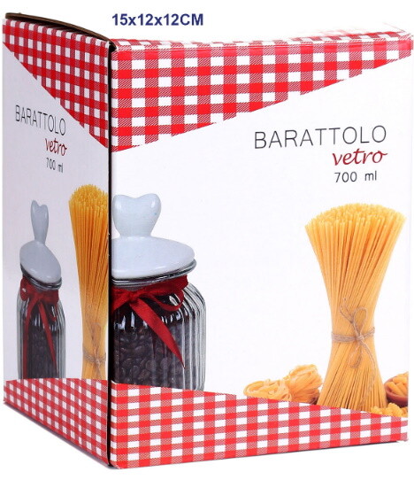 Barattolo In Vetro Con Tappo Coperchio In Ceramica Decorato Cuore 700ml sus