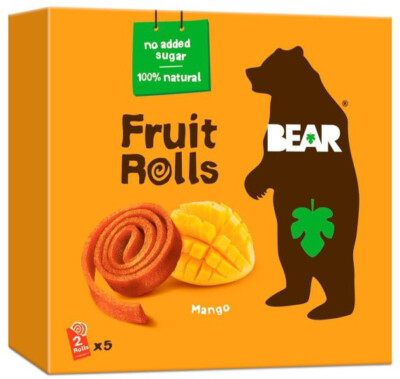 Bear Yoyo Fruit Rolls Snack 5 Count 3.5 oz Vegan Mango