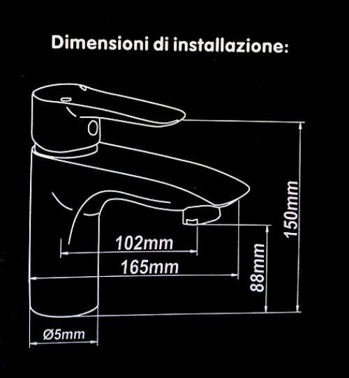 Miscelatore Rubinetto Monocomando Lavabo Lavandino Bagno Cromato dfh 1