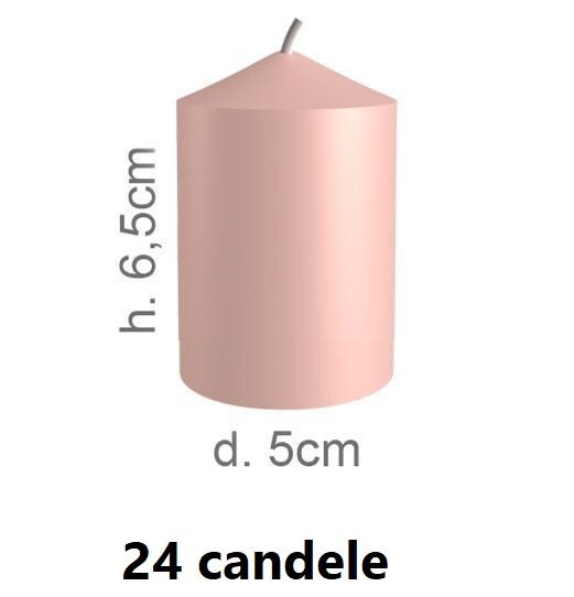 Set 24 Pezzi Candele Rosa Antico 5x6,5cm Decorazione Casa dfh