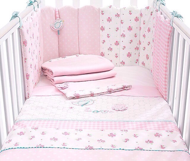 Mothercare Little Daisy Lane Bird Cot Bed Bedding Set Bumper Quilt