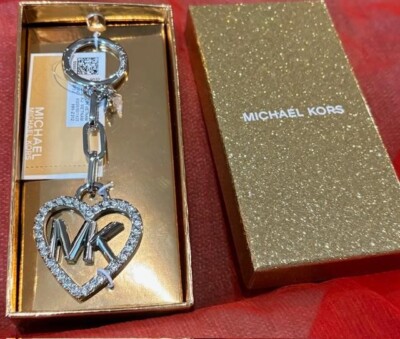 NEW  Authentic MICHAEL MICHAEL KORS Charms Metal MK Heart Pave Key Charm NIB