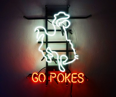 Go Pokes White Horse 14''x17'' Neon Sign Light Workshop Boutique Bar Pub Decor