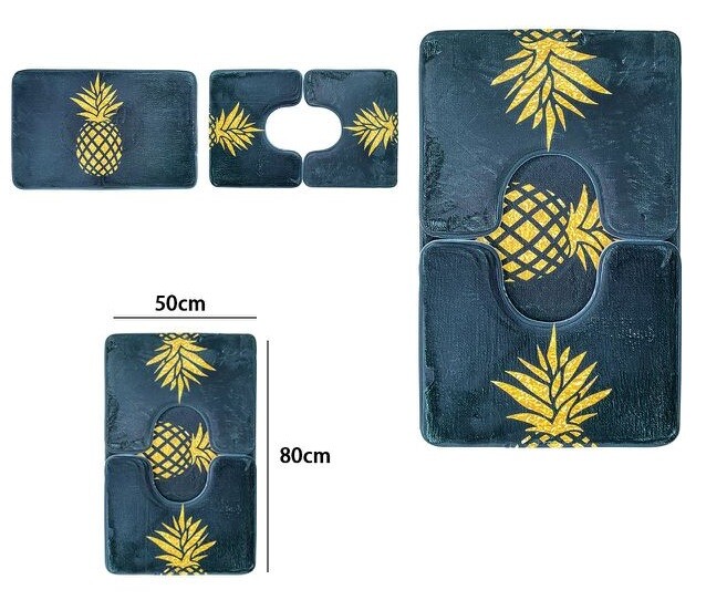 Set 3 Tappeti Tappetini Antiscivolo Per Bagno Arredo Fantasia Ananas dfh