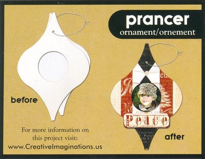 Creative Imaginations Chipboard Prancer Ornament Frame Christmas Holiday Photo