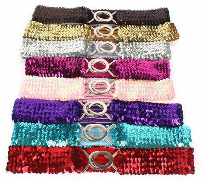 FASHION LADY SHINE SEQUINS BELT New Girl Elastic Waistband