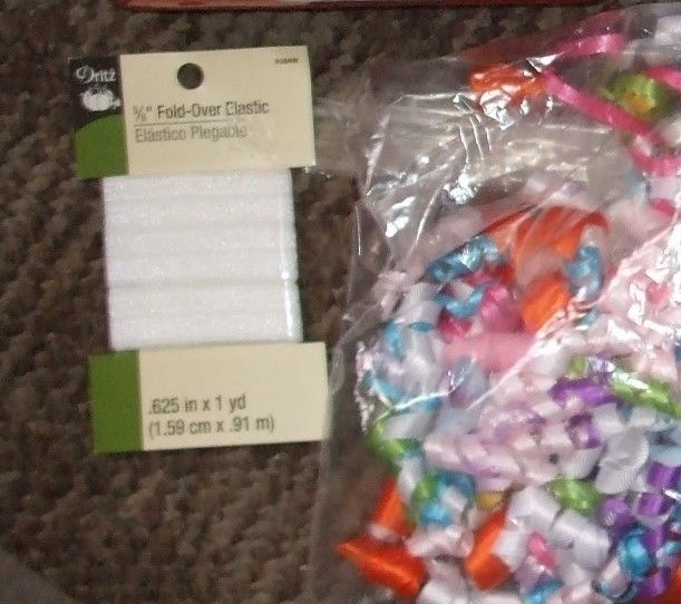 5 LOT JO-ANN NYLON 25yd BLUE MESH apOx 12yd 5/8 FoldOver ELASTIC SCISSORS RIBBON