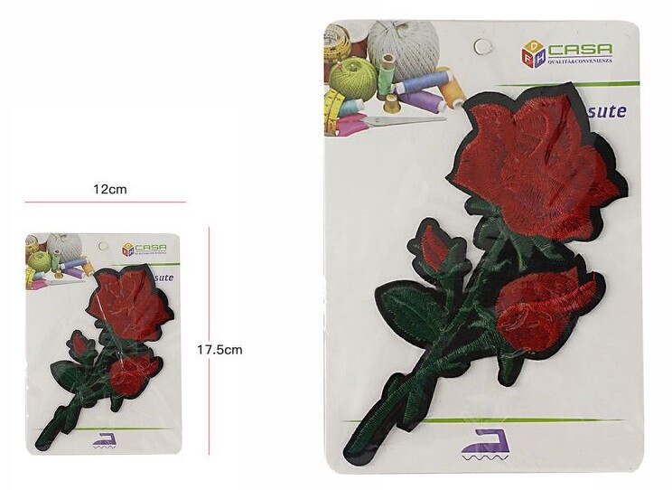 Toppa Patch In Tessuto Abbigliamento Ricamata Fantasia Rose 17cm dfh