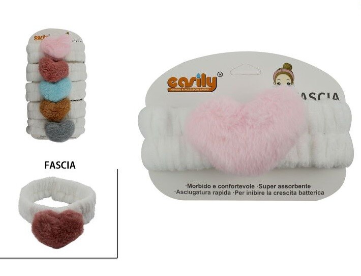 Fascia Capelli Doccia Shampoo Asciugamano Spugna Fiocco Cuore 69504 dfh