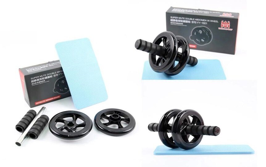 Doppia Ruota Per Muscoli Addominali Allenamento Con Tappetino Fitness cir