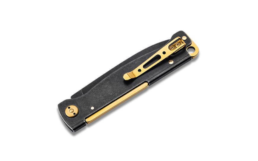 Boker Plus Atlas Black Stonewash Brass Pocket Knife 2.83" Blade 12C27 ✔️ 01BO859