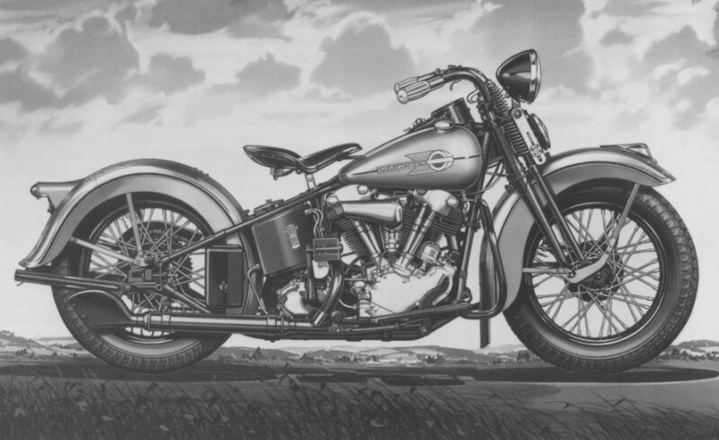 Harley-Davidson 1938 61ci EL Knucklehead 1939 press photo motorcycle photograph