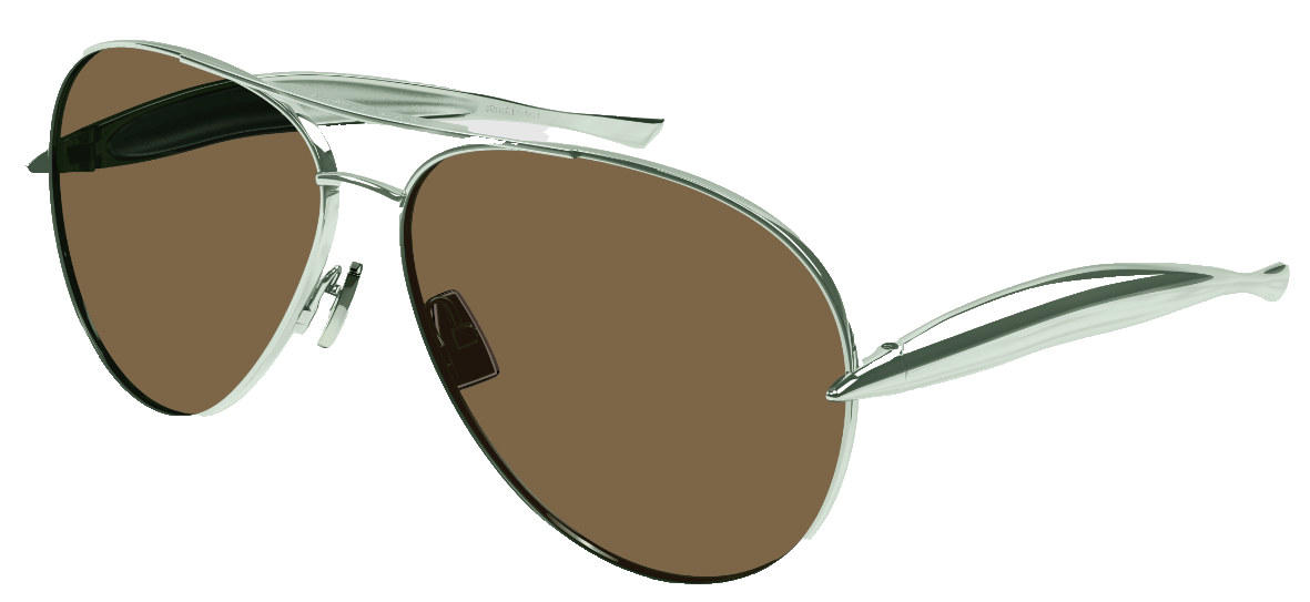 Pre-owned Bottega Veneta Sunglasses Bv1305s-006 Aviator Green - Brown Lenses
