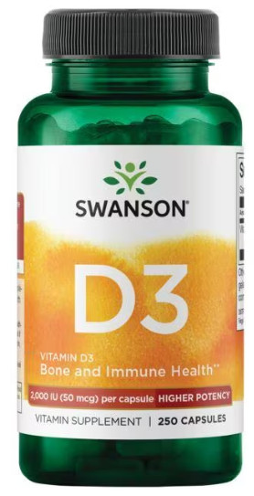Swanson, Vitamin D3, 2000 Iu, 250 Kapseln