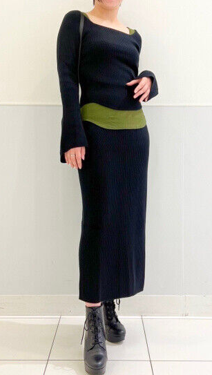 Mame Kurogouchi Uniqlo 3D Knit Ribbed Square Neck Sweater