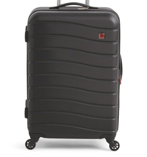 SWISS GEAR 24in Black Striped Expandable Hardside Spinner Suitcase Free Ship NWT