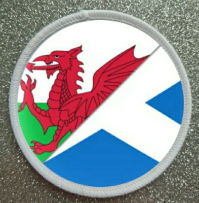 7'' Half Welsh Scottish Flag Sublimation Iron / Sew On Patch Badge Wales Scotland