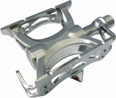 MKS Supreme Keirin Track Pedal 9/16 Toe Clip Compatible Chrome Plated Silver