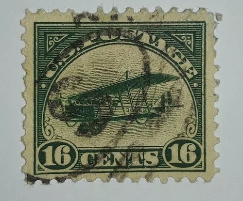 Travelstamps: 1918 US Stamps Scott# C2 Air Mail Curtiss Jenny Used, Ng, 16 cents