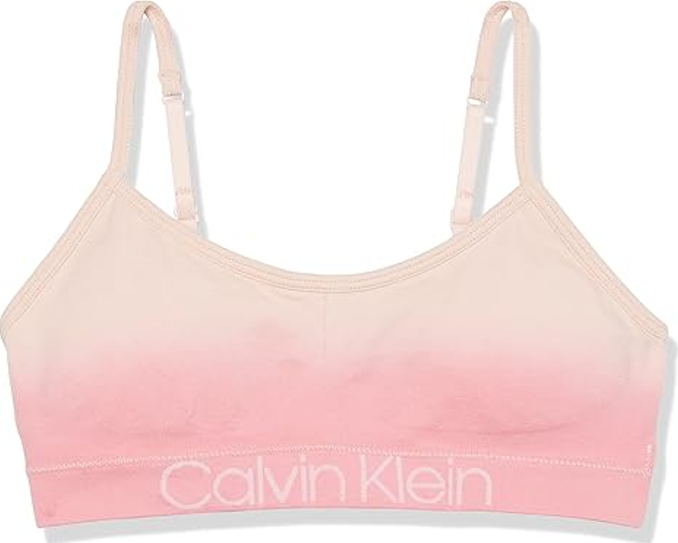 Calvin Klein Seamless Crop Bralette Girls' L Icon Logo Pink Adjustable Strap - Picture 1 of 14