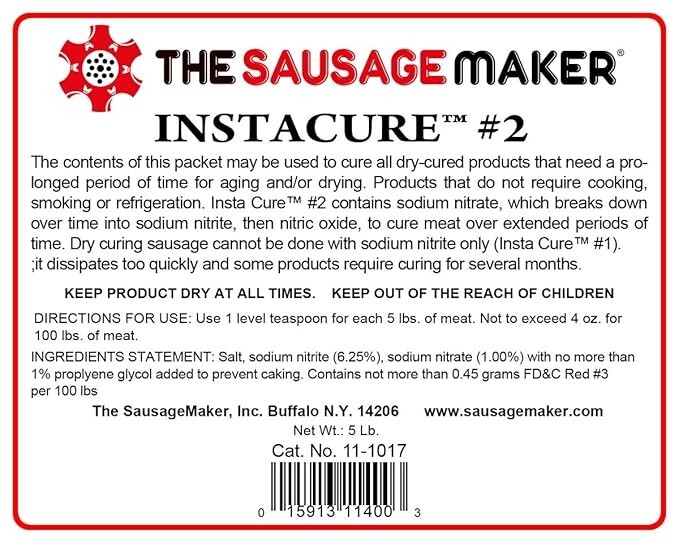 Insta Cure #2 Pink Curing Salt Prague Powder 2 For Dry Curing Meat, Salami, Ham