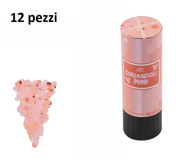 Set 12 Mini Tubo Spara Coriandoli Rosa Cannone Feste Matrimonio Sposi dfh