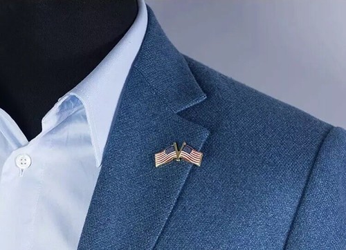 Lot Of 144 Double American Flag Lapel Pins Double USA Clutch Pins 12 Dozen