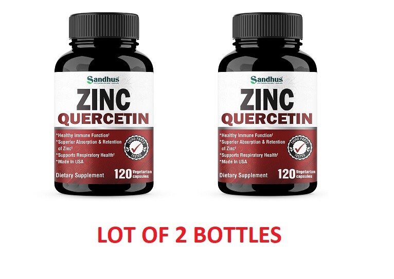 2 X BOTTLES Zinc with Quercetin 120 Capsules - Best Quercetin Zinc Supplement  1