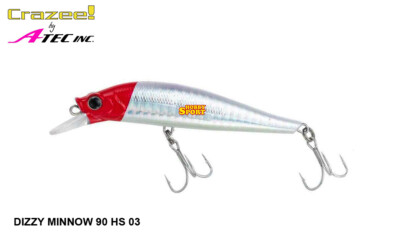 DIZZY MINNOW 90HS COL 03 HOLOGRAM RED HEAD PESO 28 GR CRAZEE SPINNING MARE