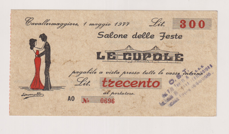 Miniassegni Buoni D'Acquisto Cupole 300 Lire 1977 Dama Rossa, Timbro, No Matrice