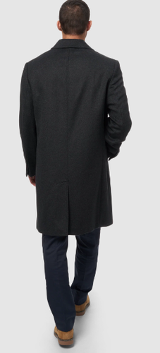 Pre-owned London Fog Dark Charcoal Men's Signature Wool-blend Overcoat, Us 38r In Gray