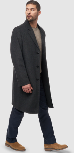 Pre-owned London Fog Dark Charcoal Men's Signature Wool-blend Overcoat, Us 38r In Gray
