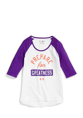 Under Armour Girls 3/4 Sleeve Baseball Size YLG/JG/G White