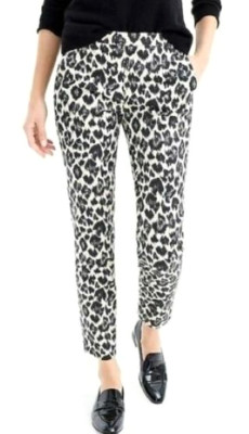 J.Crew Martie Stretch Cotton High-Rise Slim Crop Pants In Brown Leopard 4 X 26