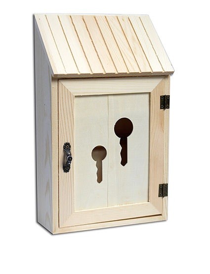 Cassetta Portachiavi Legno Con Porta 6 Ganci Appendichiavi Parete Decoupage dfh