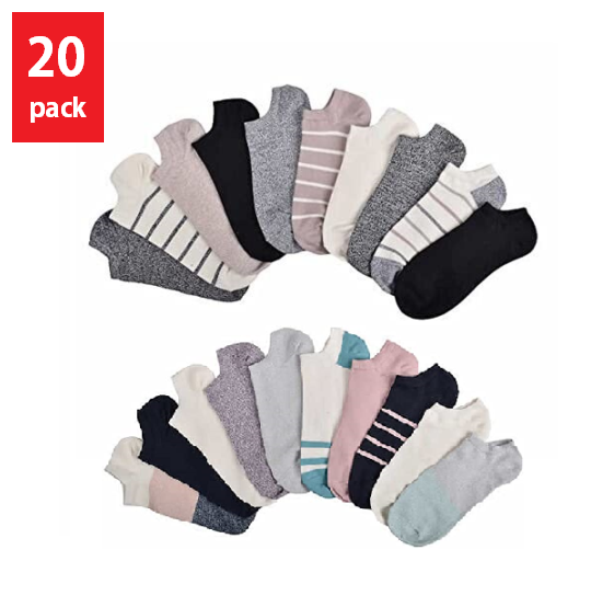Lucky Brand Women's Super Soft No Show Socks, 20 Pairs, Fits Shoe Size 4-10
