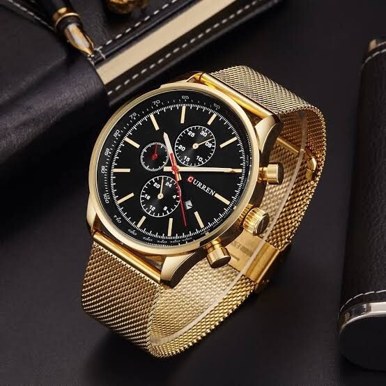 Orologio Da Polso Curren 8227 Uomo Analogico Quarzo Military Data Dorato Ner lac