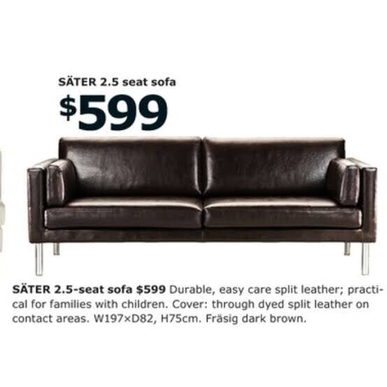 Ikea Sater 2 5 Seater Brown Leather Sofa Sofas Gumtree