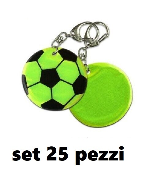 25 PORTACHIAVI CIONDOLO IN PVC RIFLETTENTE LUCE A FORMA DI PALLONE CALCIO VERDE