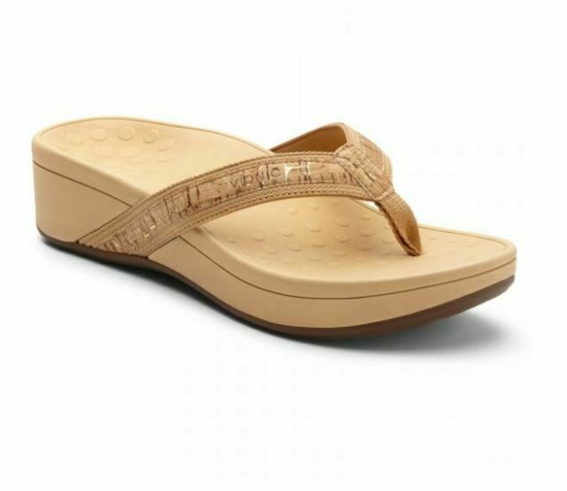 Pre-owned Vionic Women's  Sandals Wedge Cork Gold Pacific Hightide Platform Sz 6 - 11