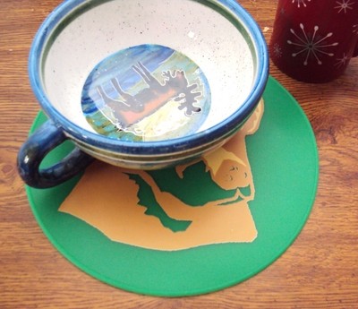 Green Silicone Golden Retriever Table Placemat, Table Trivet, Kitchen Hot Pad
