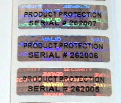 100 SVPP PRODUCT PROTECTION #'d 1/2'' x 1-1/2'' Tamper Evident Stickers